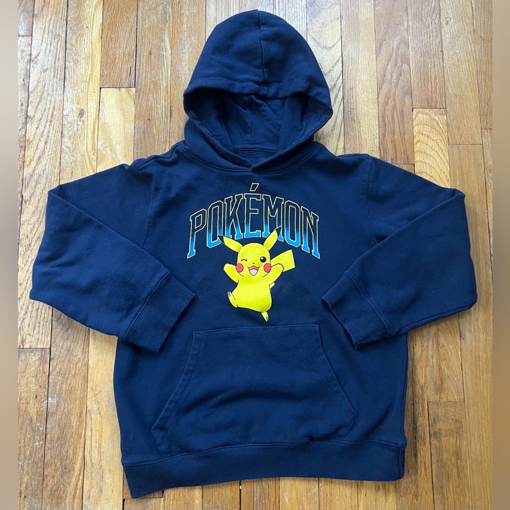 Pokemon Pikachu Hoodie Sweatshirt Youth 10/12 Large Navy Blue MINT CONDITION!